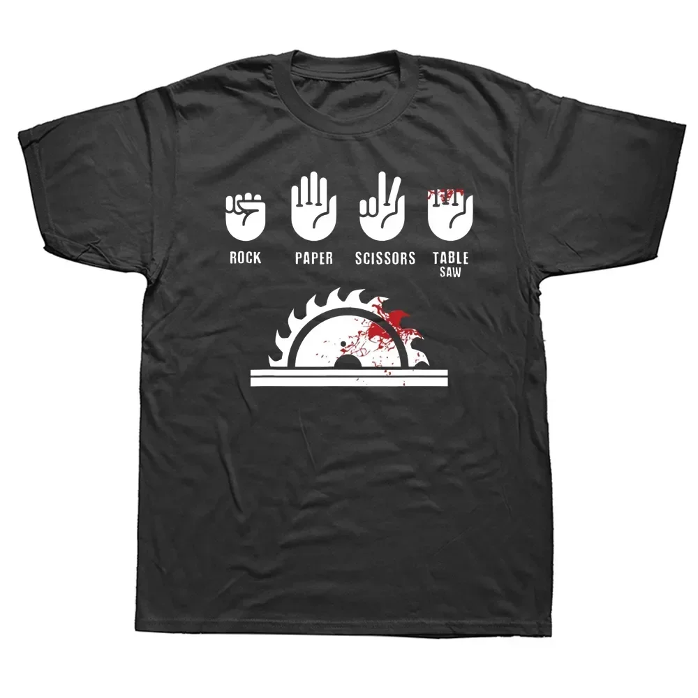 Rock Paper Scissors Table Sawdust T Shirts Graphic Streetwear Short Sleeve Birthday Gifts Woodworkers Carpenters T-shirt