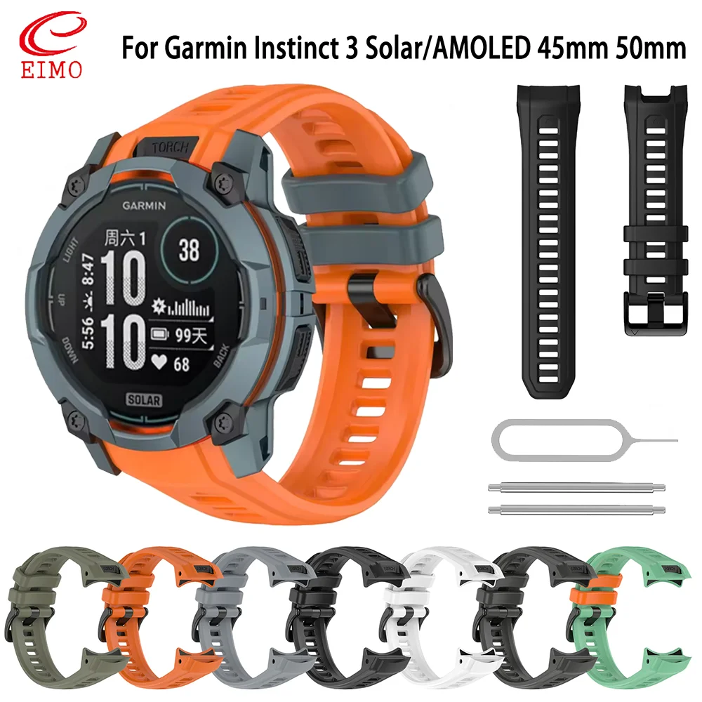 22mm 26mm Original Silicone Strap for Garmin Instinct 3 Solar 45mm 50mm Sports Bracelet Correa for Garmin Instinct 3 AMOLED Band