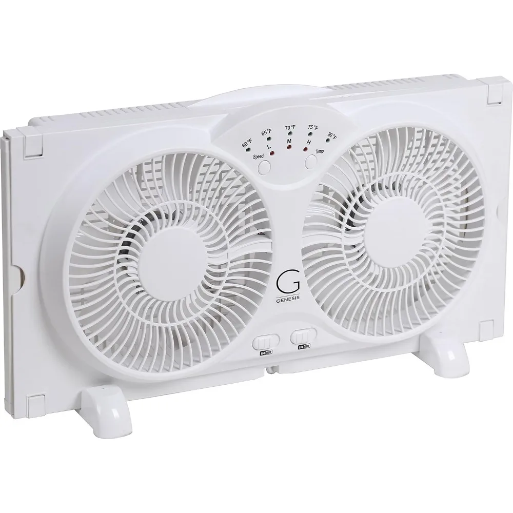 Twin Fan High Velocity Reversible AirFlow Fan, LED Indicator Lights Adjustable Thermostat & Max Cool Technology, ETL Certified