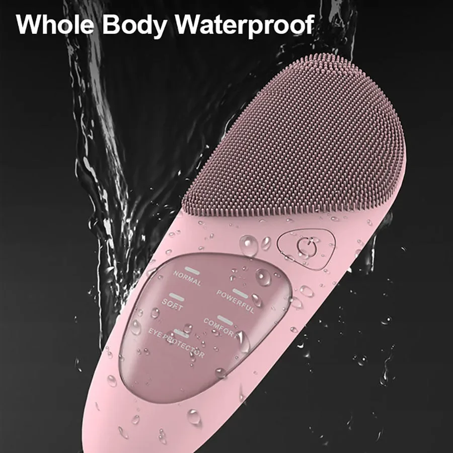 

Ultrasonic Silicone 3 in 1 Facial Cleansing Brush with Hot Compress Eye Massager Waterproof Deep Pore Cleaning