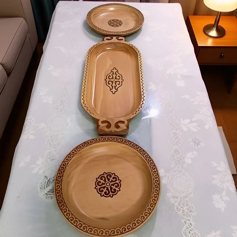 Ethnic Naren Plate Characteristic three-piece set Household large round plate