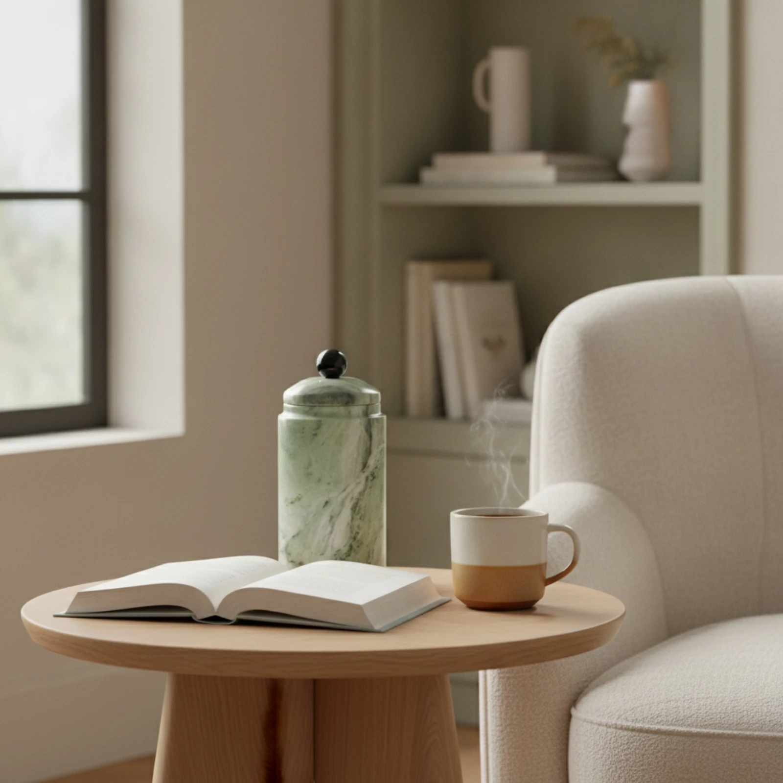 Marble Jar with Lid Decorative Marble Canister with Lid Elegant Minimalist for Home Decor, Tabletop