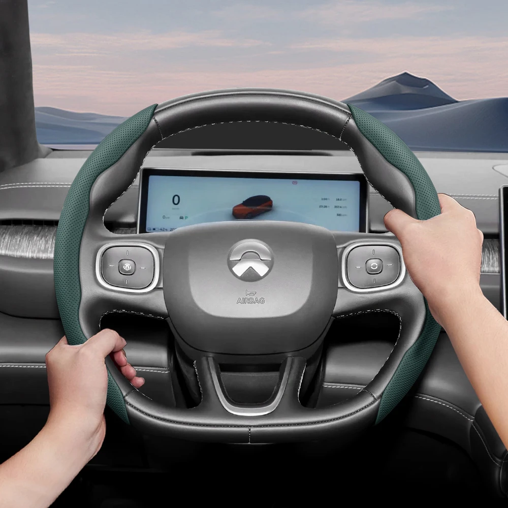 مناسبة لغطاء عجلة القيادة الجلدي القابل للتنفس من Nio مع تصميم مجزأ سريع التحرير، غير قابل للانزلاق ومتين، متوافق مع الموديلات مثل Es8، Et5، Es6، Ec6، Et9، Et7، Ec7، Ep9، Et5، إلخ