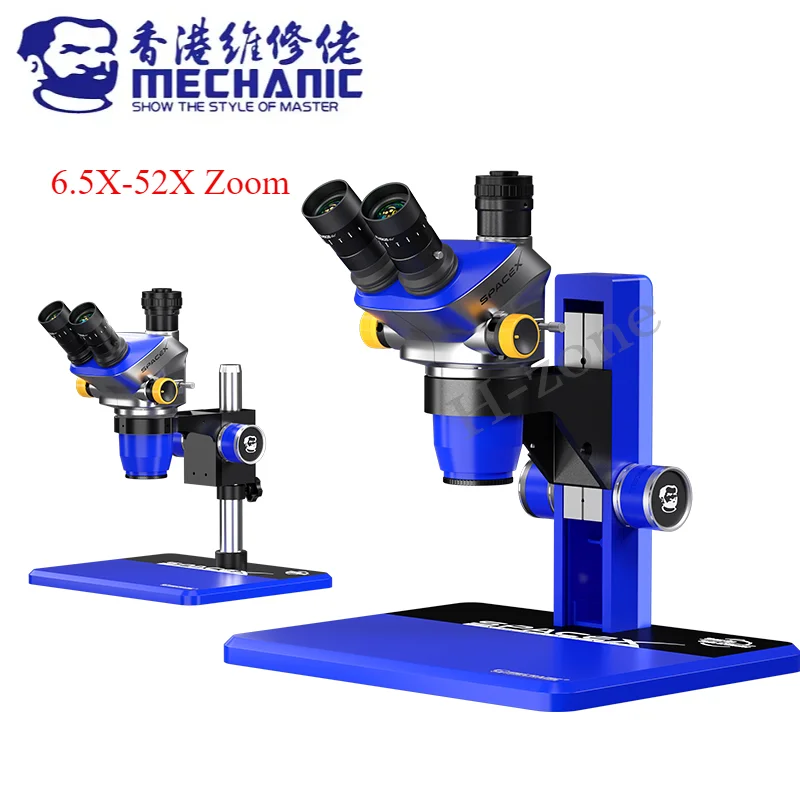 

MECHANIC SPACE X Series Trinocular Stereo Microscope 6.5X-52X Continuous Zoom for Mobile Phone Welding PCB Repair Tools