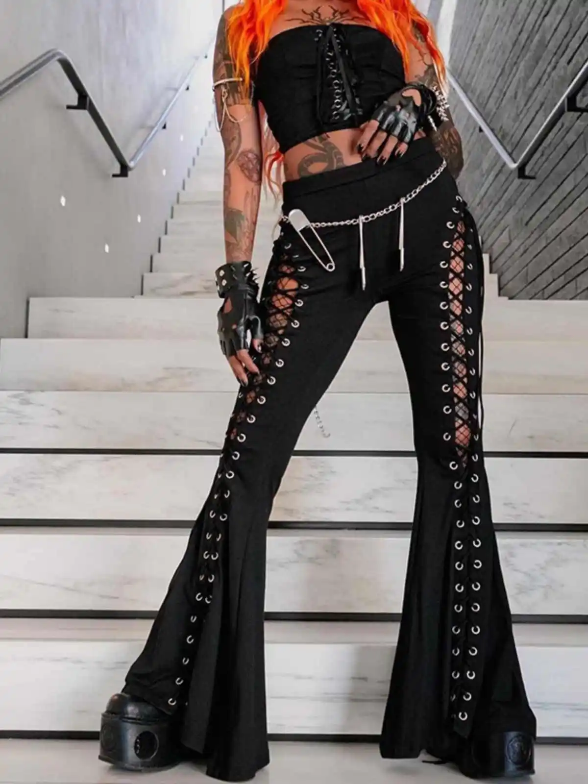 

American Retro Low-waisted Women's Jeans Sexy Fashionable Street Women's Jeans Black Simple Fancy Bell-bottoms for Women