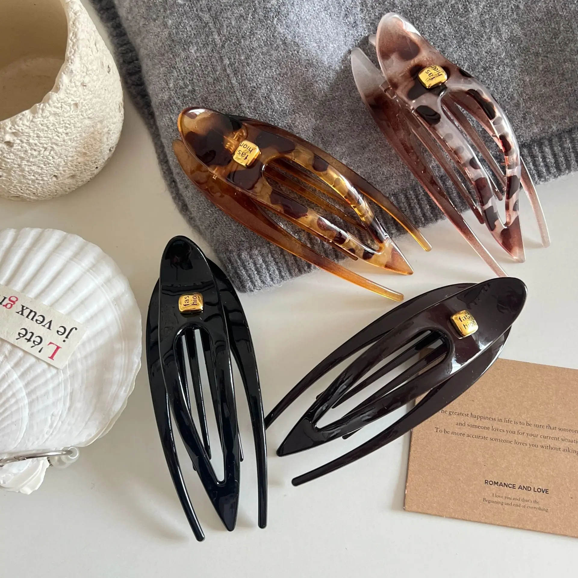 

Большая заколка для волос с леопардовым принтом для женщин, цельная заколка для волос в виде утконоса, аксессуары для волос в горошек на затылке