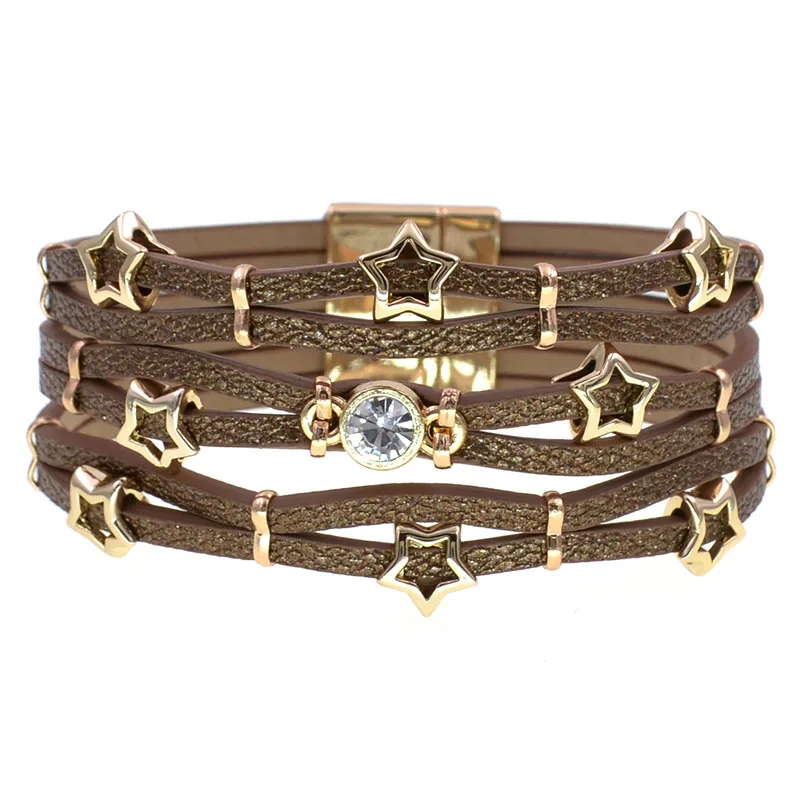 WELLMORE star bracelets for women Bohemia leather bracelets fashion wrap bracelets magnet bracelets Female jewelry wholesale