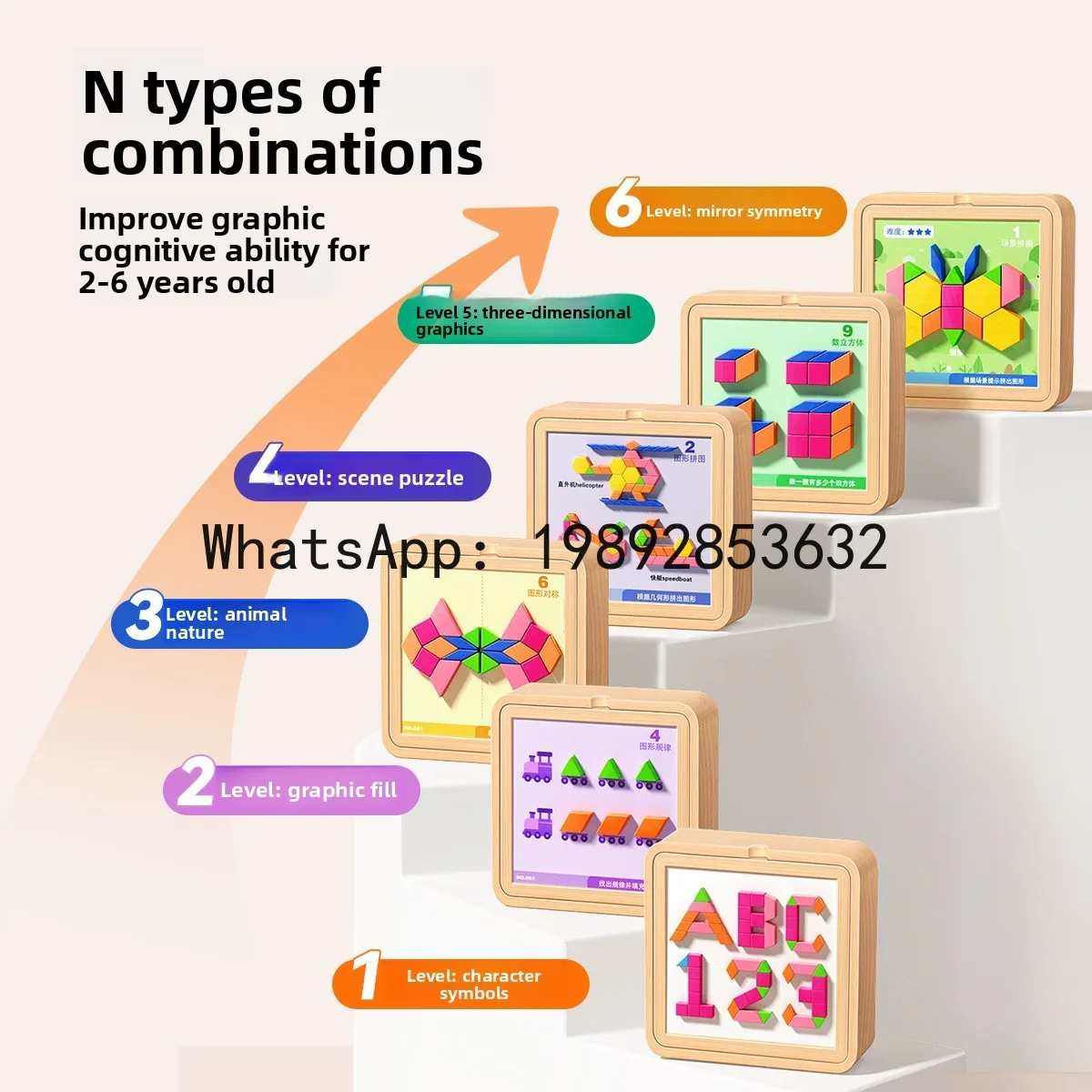 Magnetic Piece Tangram Puzzle Toy Geometric Magnetic Building Blocks Baby Kindergarten Elementary Educational