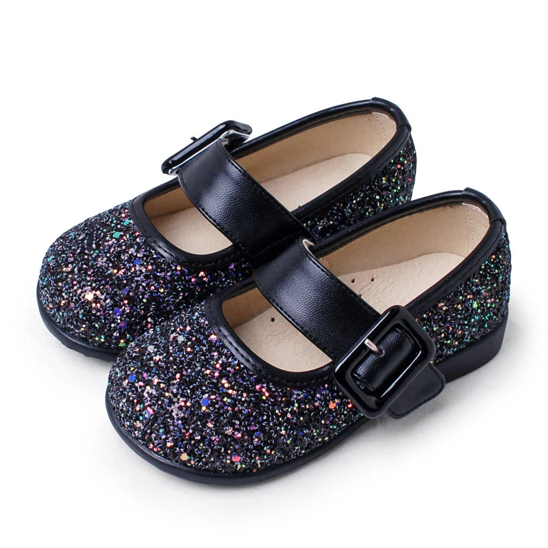 Fashion Girl Sandal Rubber Bottom Anti-slip Black Casual Shoes Light Sequined Girls Spring Autumn Sandals