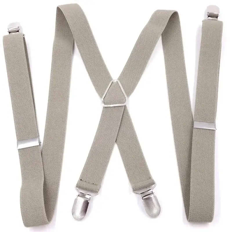 

Practical Suspenders Men Adjustable Elastic X Back Pants Women Suspender for Trousers 2.5CM Width 4 Clips Braces