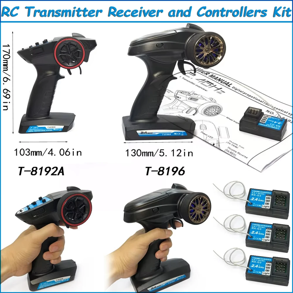 

3CH 2.4GHz Radio system RC Transmitter Controller Remote control w/ Receiver for 1/10 1/8 Crawler RC Car Boat PK TG3 FS-GT3B