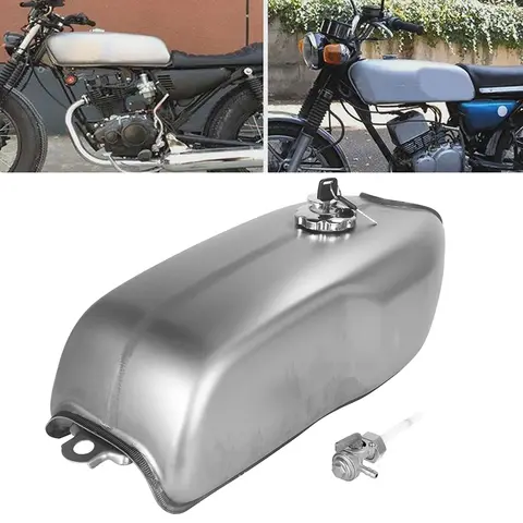 9L Vintage Cafe Racer Motorcycle Fuel Tank Bare Steel with Thick Iron Cap Switch For RD50 RD350 CG125