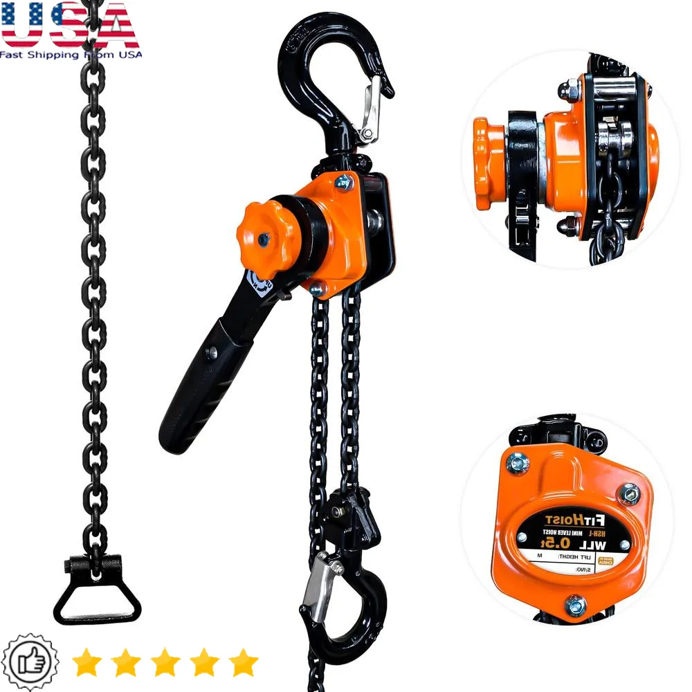 1/2 Ton Mini Lever Chain Hoist 1100Lbs Capacity 20' Lift G80 Chain Ratchet Puller Hoist 2 Heavy Large Load Capacity Upgraded