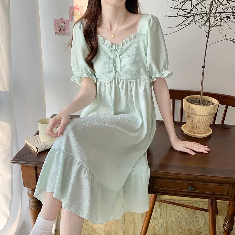 Pajama Dress, Summer French Home Princess Style, High-end Cotton Pajamas, Women's No Wear Underwear, One Piece Skirt New Models