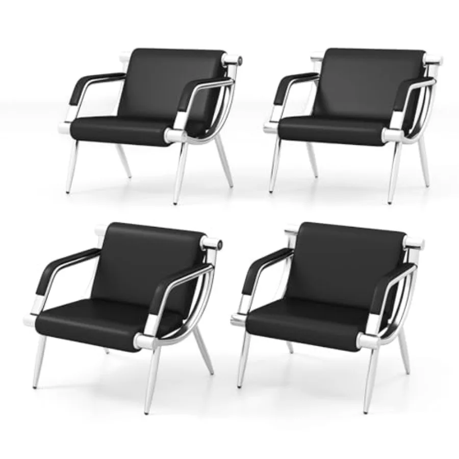 

Waiting Room Chairs - PU Leather Black Reception Chairs Set of 4, Lobby Chairs Office Reception Guest Chair with Padded Arms fo