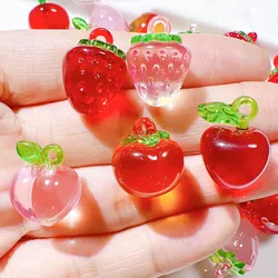 10Pcs Cute Cartoon Fruit Resin Charms DIY Necklace Bracelet Pendant Accessory Kawaii Keychain Craft Supplies Decor Jewelry Make