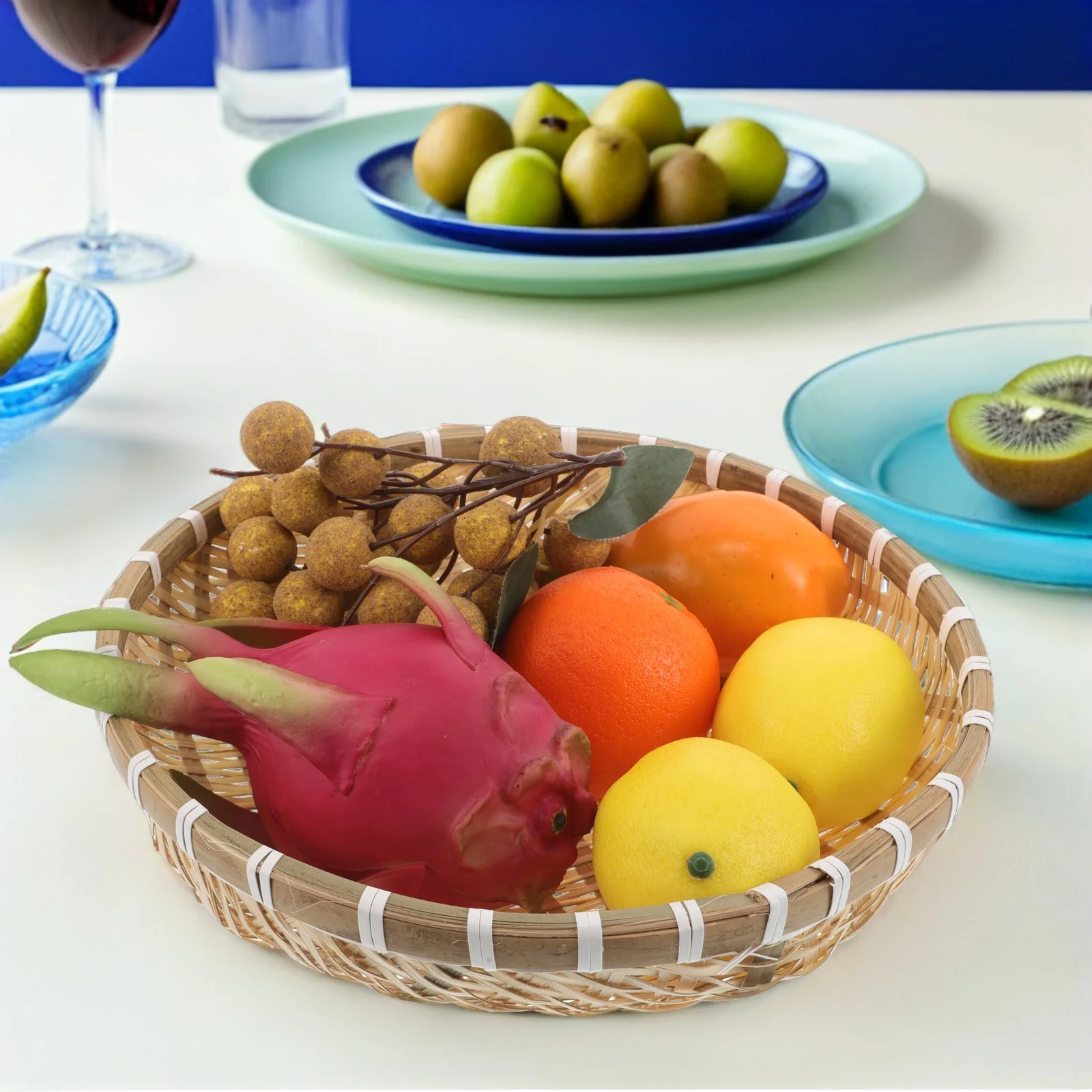 

Bamboo Fruit Basket Baskets for Food Fruits and Vegetables Woven Weaving Handmade