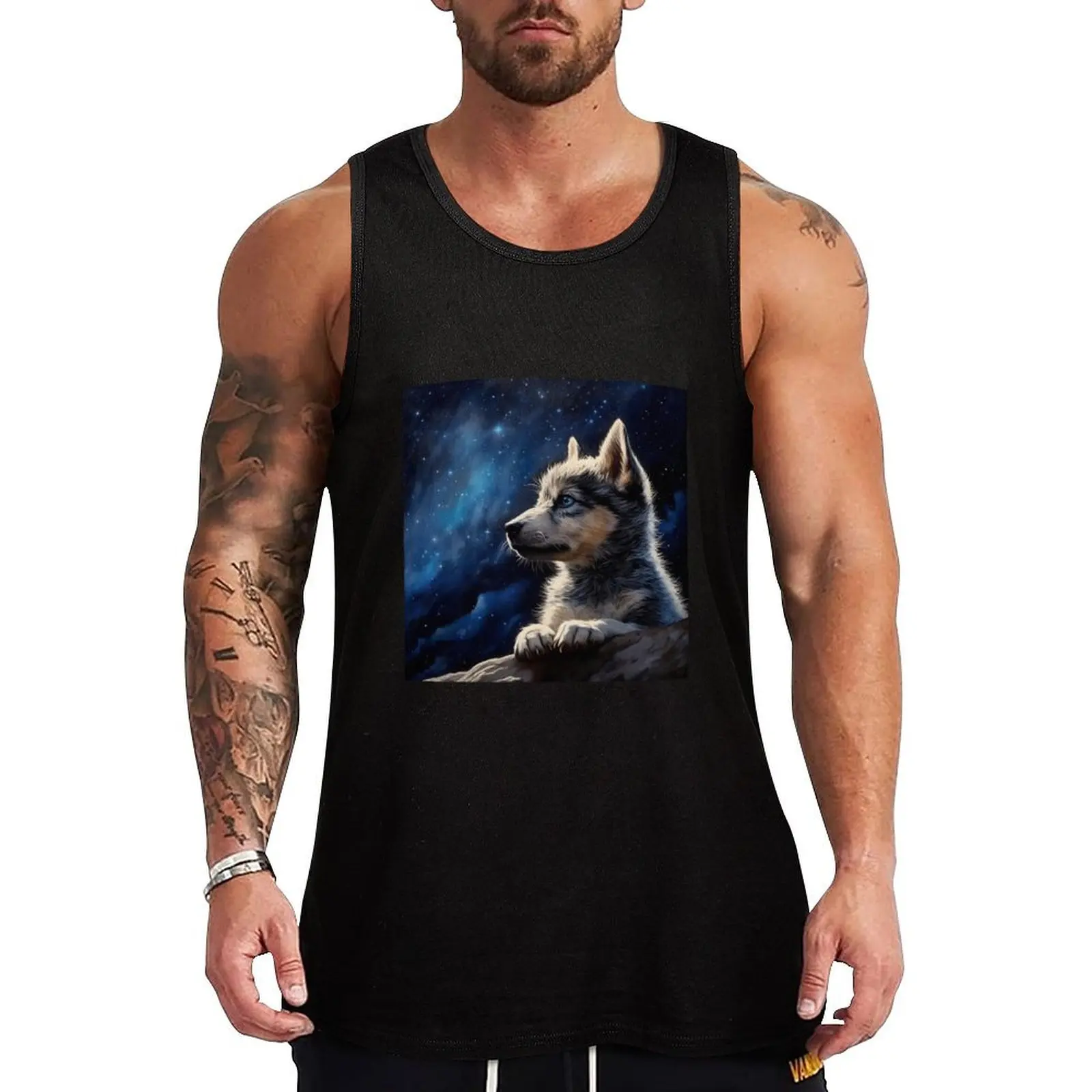 Wolfdog Puppy Tank Top Sports clothing Fitness men clothing