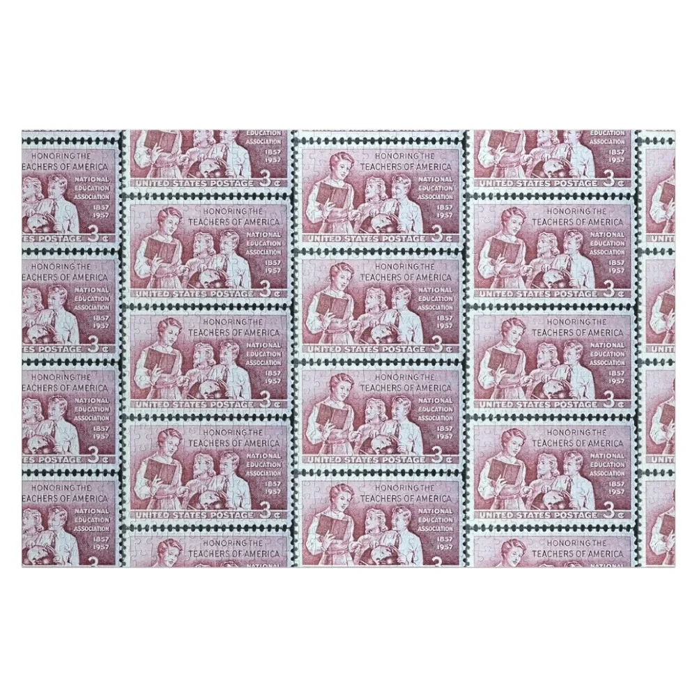

Почтовый Штамп для учителей Honoring, США, винтажный пазл, Индивидуальные игрушки для детей, деревянные животные, традиционные, с фотопазлом