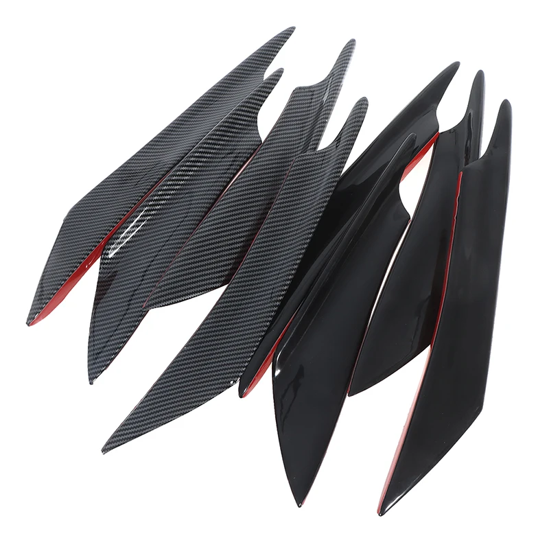 4Pcs Front Bumper Side Canards Splitter Fins Universal Black Front Bumper Spoilers Auto DIY Accessories