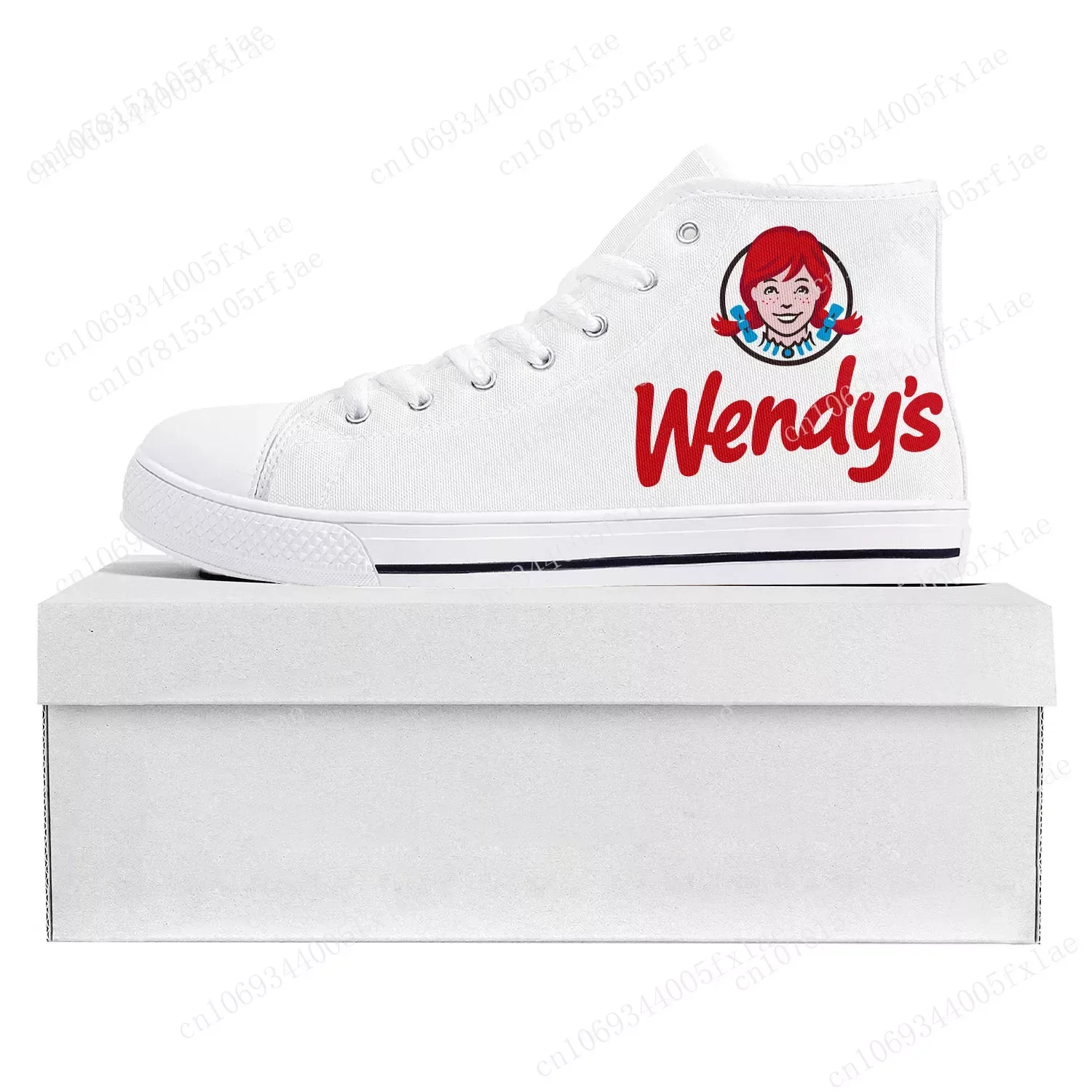 New Wendys Fast Food Restaurant Logo High Top High Quality Sneakers Mens Womens Teenager Canvas Customized Sneaker Couple Shoes