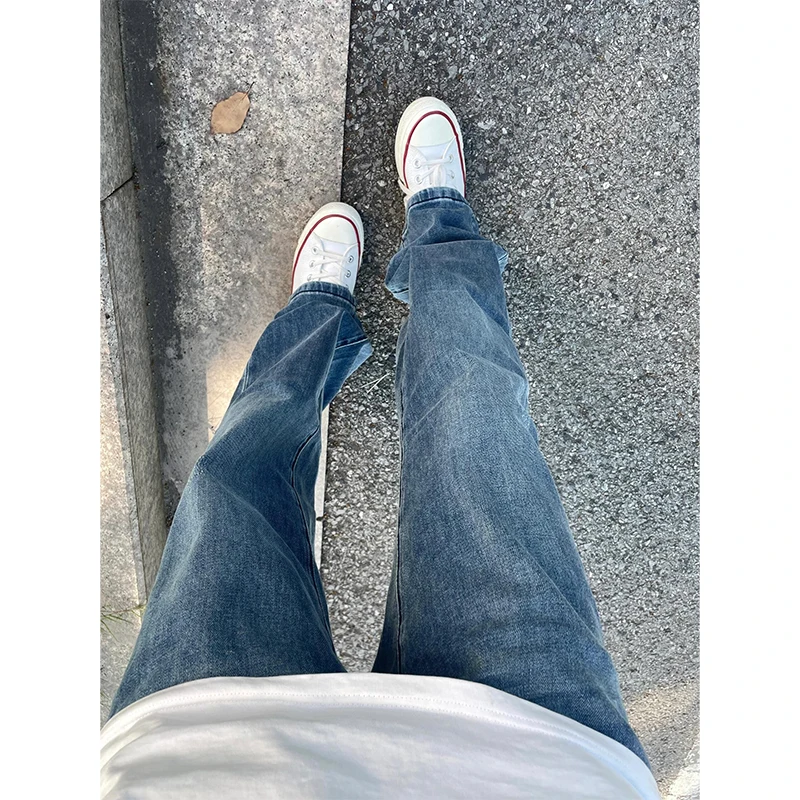 

Light Blue Straight Leg Men's Jeans Summer Thin Waed American High Street Sle Casual Wear Resistant Wear Summer 2024