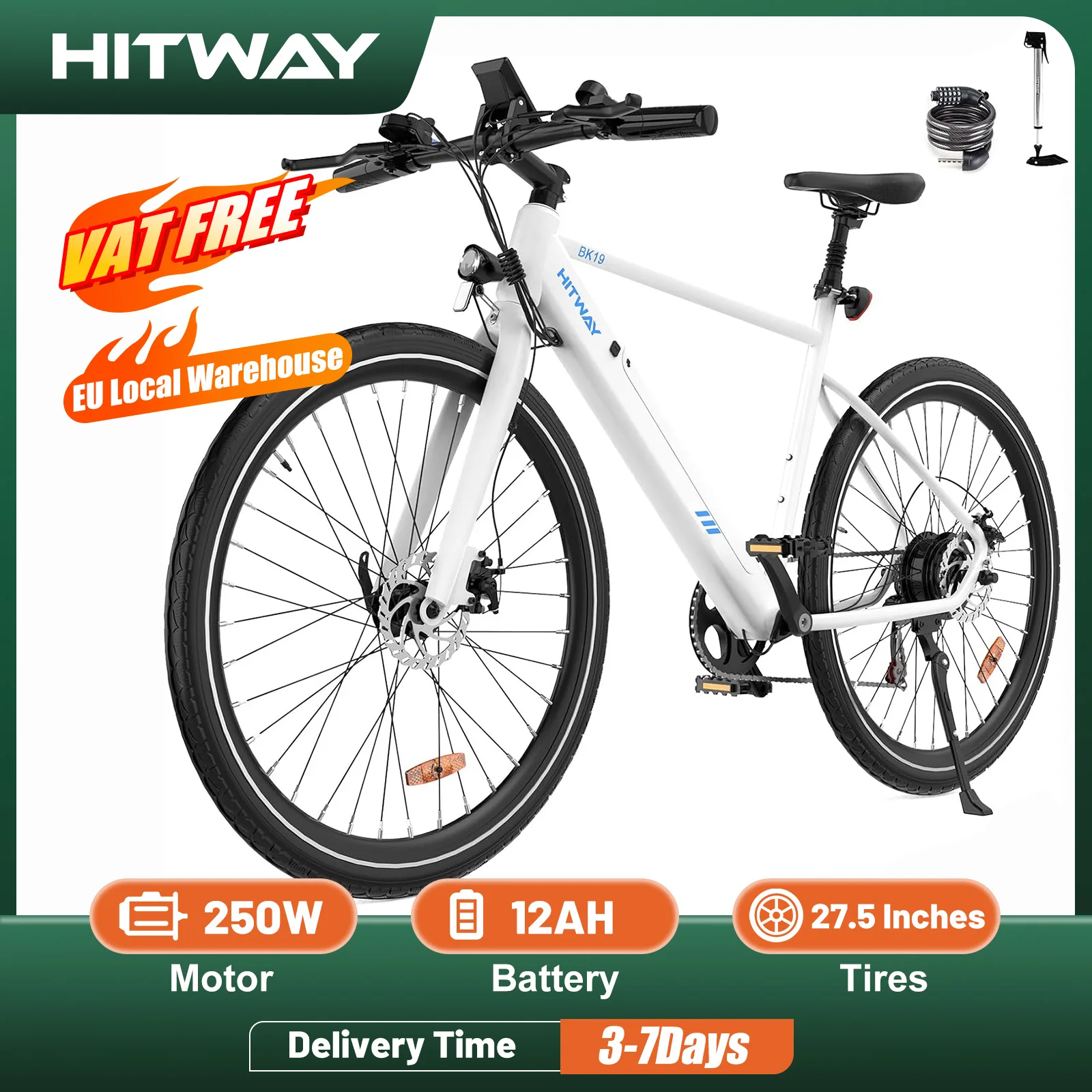 HITWAY Elektrofahrrad, 700C Elektrofahrrad für Erwachsene, Pendler-Trekking-E-Bike E-Mountainbike