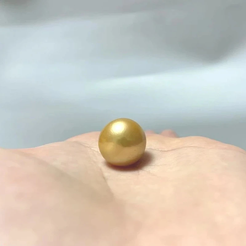 

Huge Golden Loose Pearl 15-16mm Natural Round, Handcraft Jewelry Material, Gift Idea 925