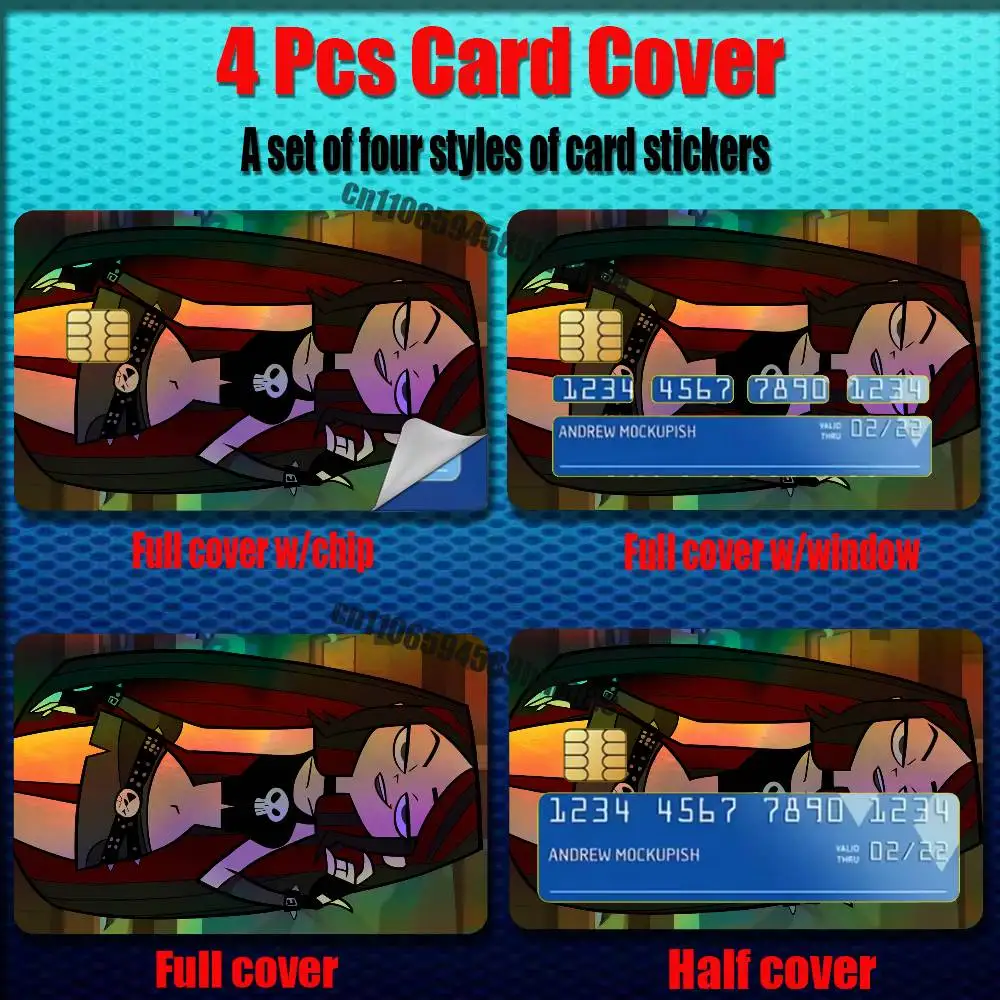 For Gwen Total Drama Island Credit Bank Sticker ID Access Card Cover Skin Rainbow Color Laser Stickers Film