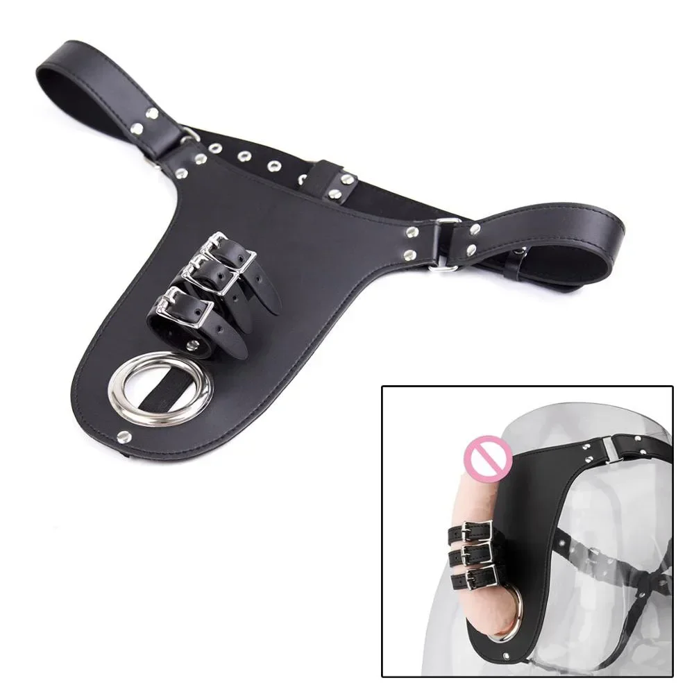 Erotic Underwear BDSM Fetish Costume Leather Harness Penis Bondage Belt Strap Punk Cock Cage Chastity Panties Sex Toys for Men