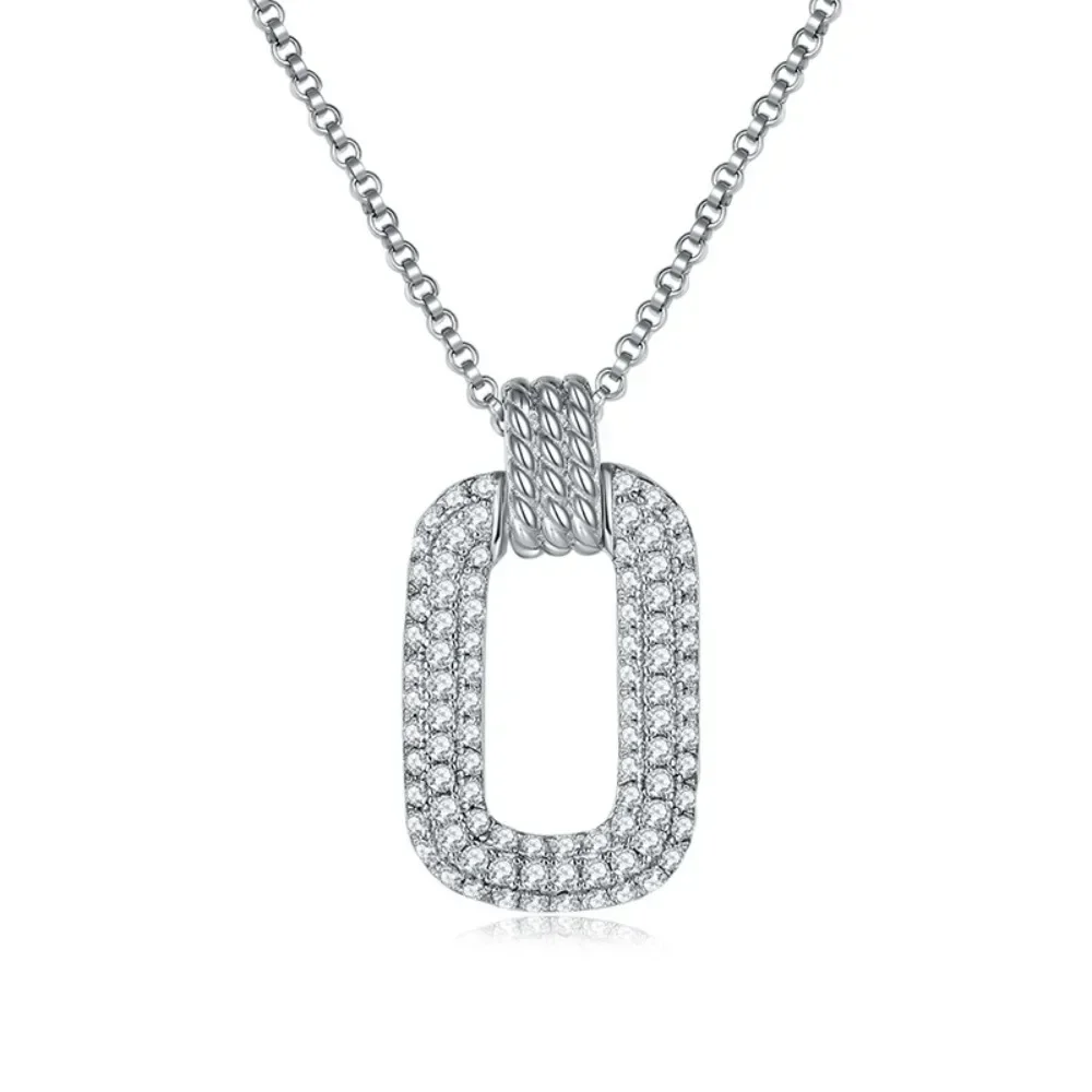 

Moissanite Pendant Necklace for Women 0.89ct VVSI D Color 18K White Gold Plated 925 Sterling Silver Hip Hop Chain Fine Jewelry