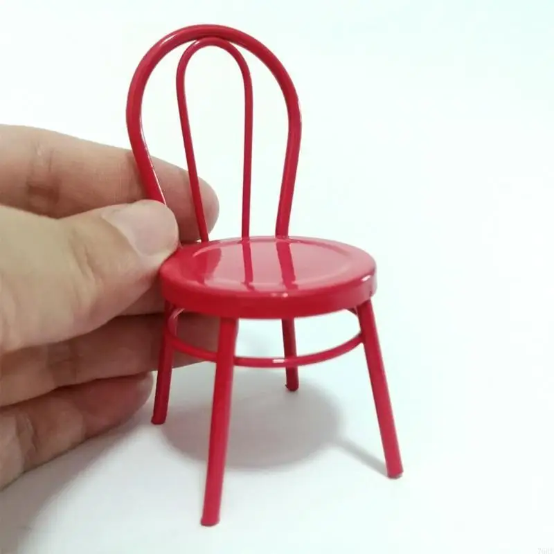 76HF دمية كرسي حديد صغير لوحة زيتية لأثاث بيت الدمية لتقوم بها بنفسك دور للعب اكسسوارات ديكور مسرح الأطفال #1