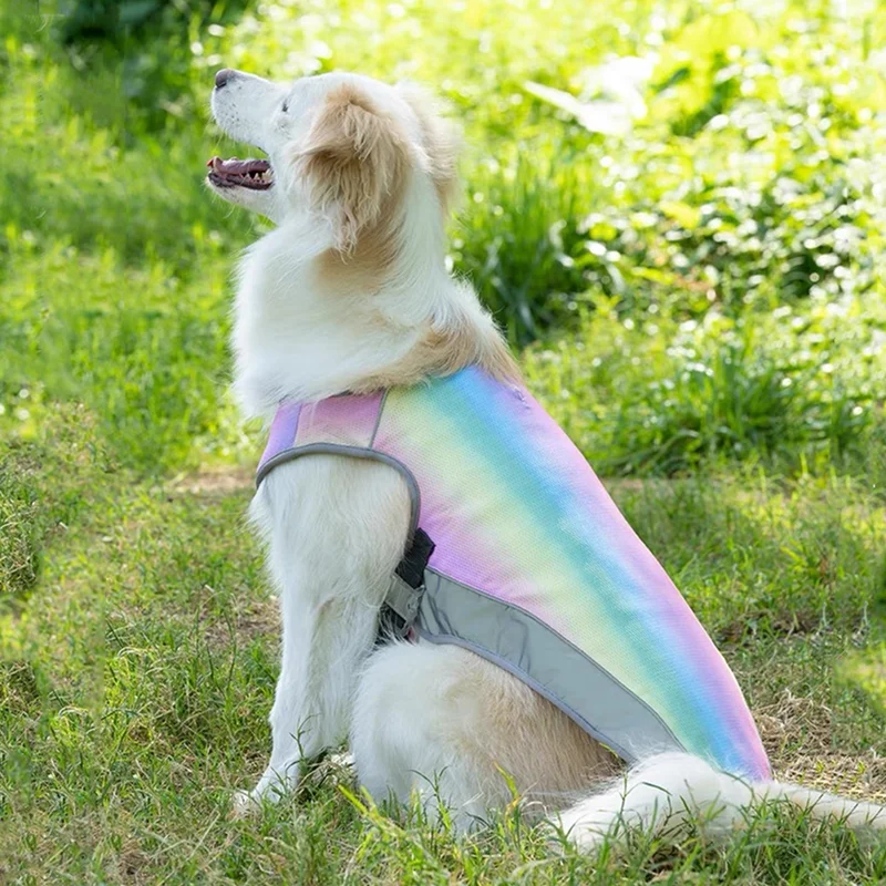 Summer Pet Dog Rapid Cooling Vest Heat Resistant Puppy Clothes Breathable Sun-proof Rainbow Jacket For Small Large Dogs Outdoor