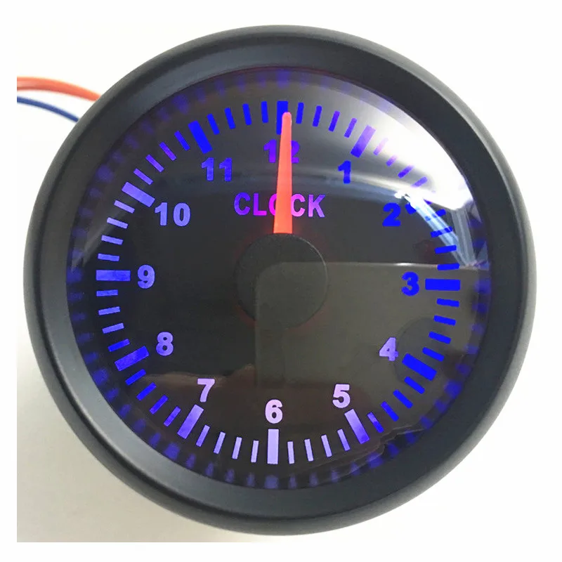 52mm Marine Devices Pointer Clock Gauges Blue Backlight 0-12Hours Clock Meters Auto Hourmeters 9-32v for Motorcycle Car Truck Rv