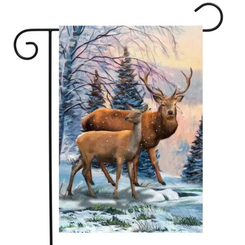 Winter Deer Garden Flag by Briarwood Lane 12.5