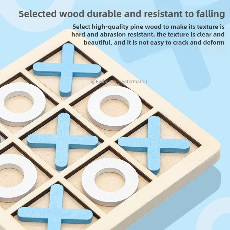 Tic Tac Toe Wooden Board Game for Classical Family Game Children's Puzzle Xo Chess Blocks Games Dementia Activities for Seniors
