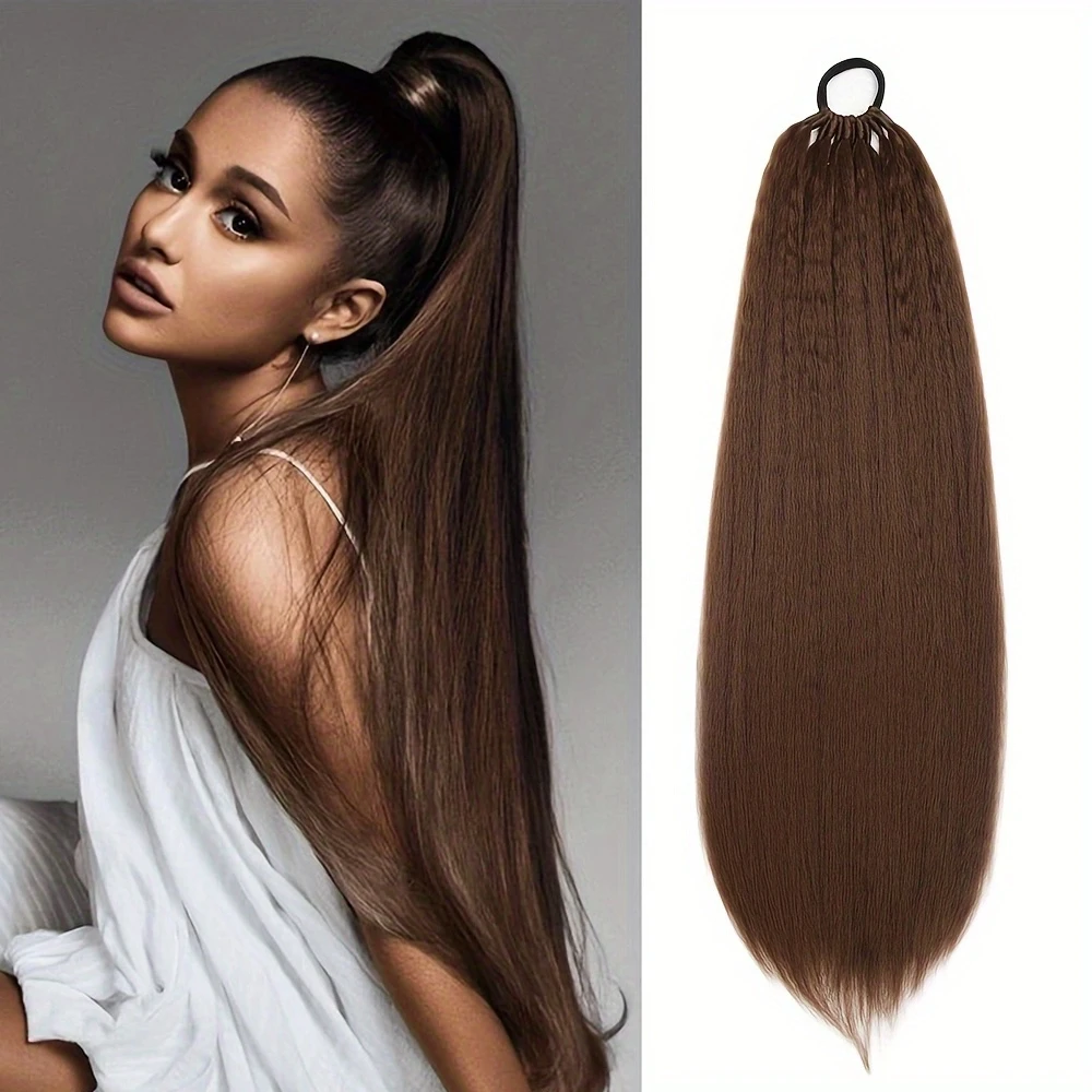 Synthetic Straight Ponytail On Elastic Band Natural Hairpiece False Hair Heat Resistant Long Ponytail Hair Extensions For Women