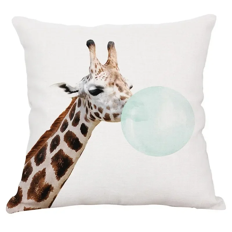 Giraffe Blow Bubbles Cushion Cover Home Decor Koala Animal PatternThrow Pillowcase Living Room Sofa Chair Seat Pillows Covers