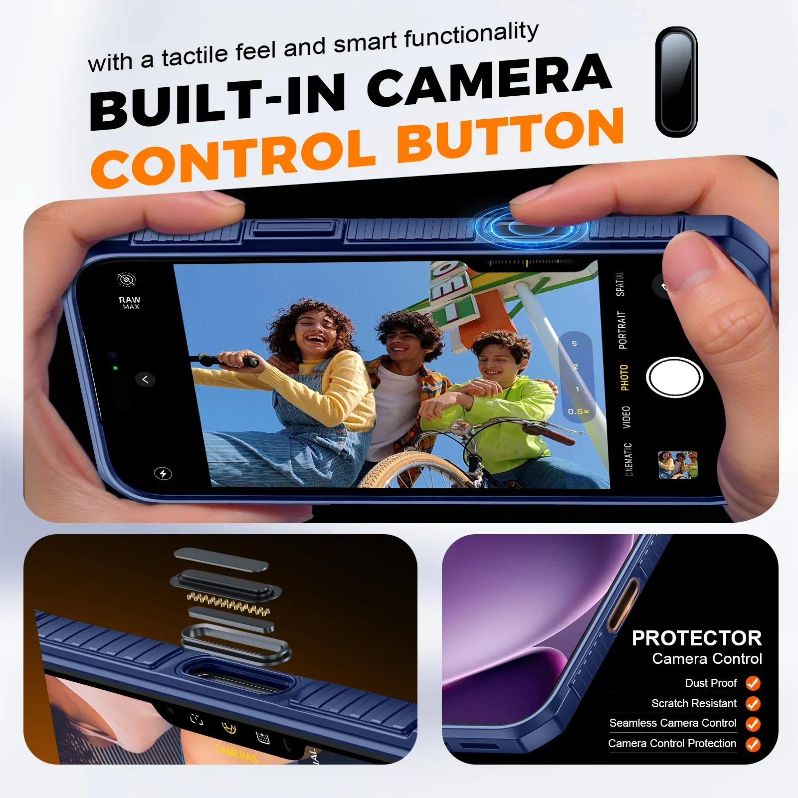 هدايا الهالوين مع حامل بطاقات وغطاء كاميرا منزلق وحامل لهاتف iPhone 17 Pro Max، حافظة محفظة PC+TPU مضادة للسقوط - أزرق #2