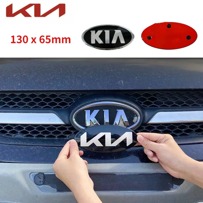 130 * 65mm KIA car logo KIA/KN badge sticker sportage ceed Souranto Serato optima pican to Rio soul K5 stonic hood trunk logo