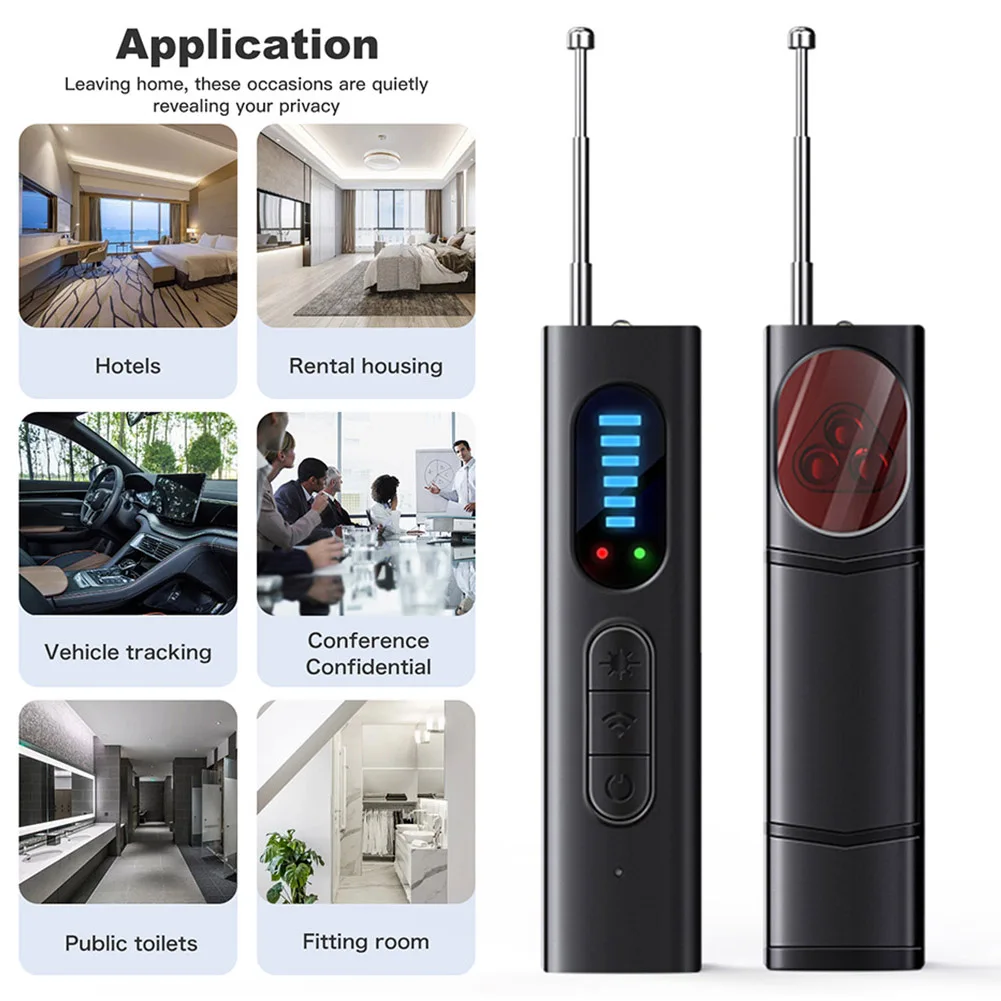 Wireless Camera Detectors 25H Working Time Listening Devices Finder Electronic Sweeper for Travel Hotel Car for Office Bathroom