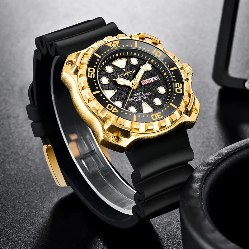 2025 LIGE موضة ساعات رجالي Foxbox العلامة التجارية الفاخرة الطلب الكبير ساعة رياضية للرجال مقاوم للماء ساعة مضيئة كوارتز تاريخ على مدار الساعة