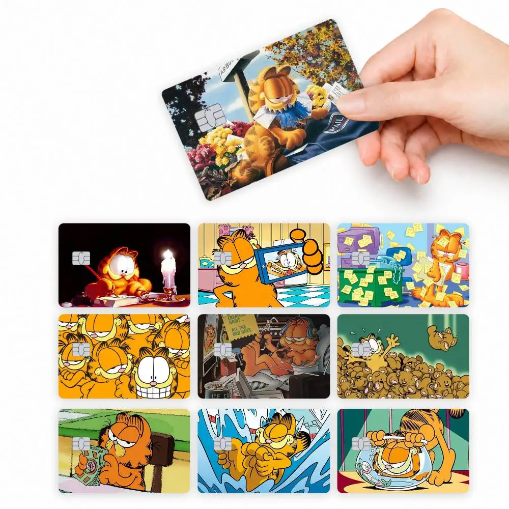 Anime G-GarfieldS   4pcs Credit Card Skin Stickers Suitable for Bank Debit Subway Bus Transit Pass Decorative Cover