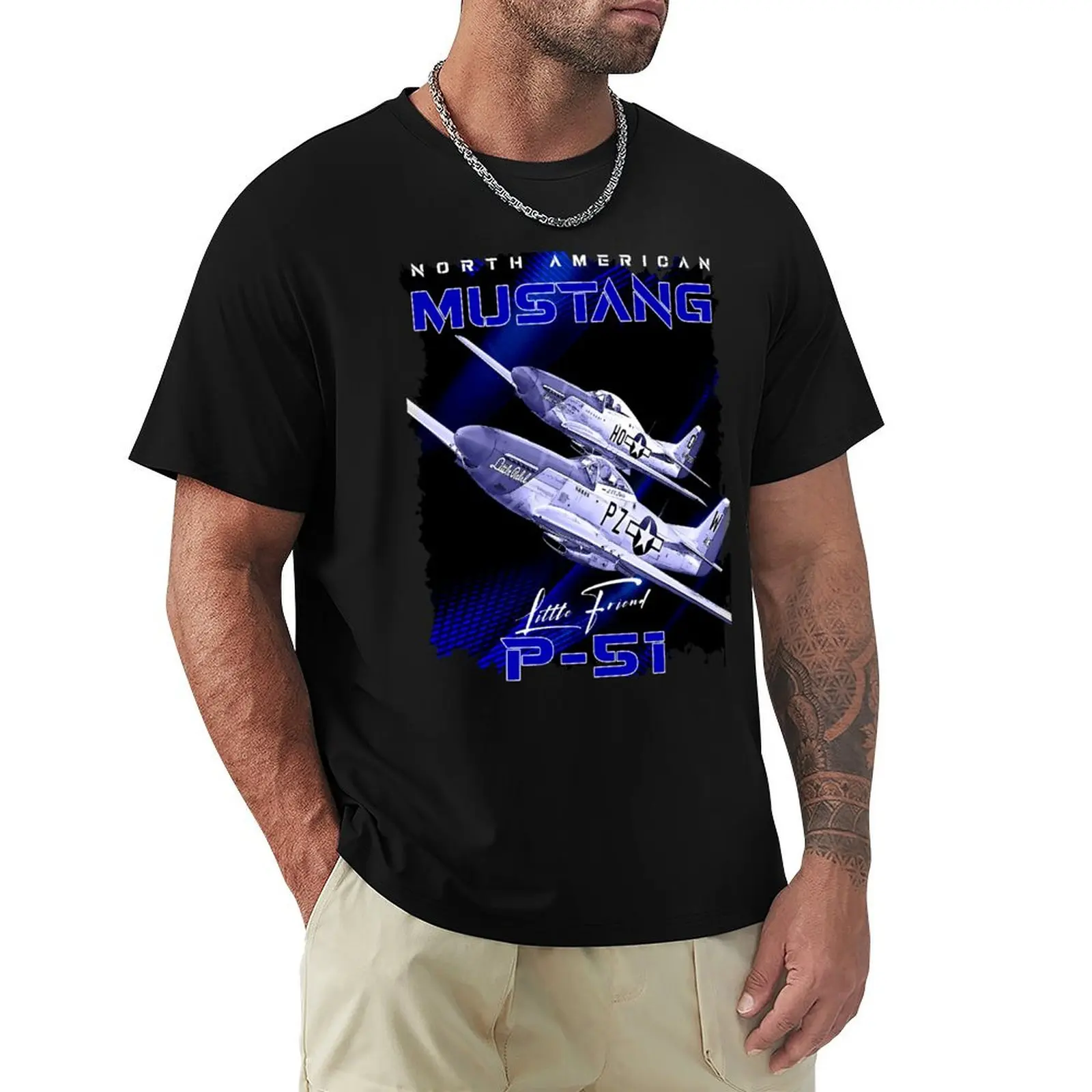 Mustang P51 Fighter Aircraft T-Shirt tees plus sizes tops anime clothes men clothes