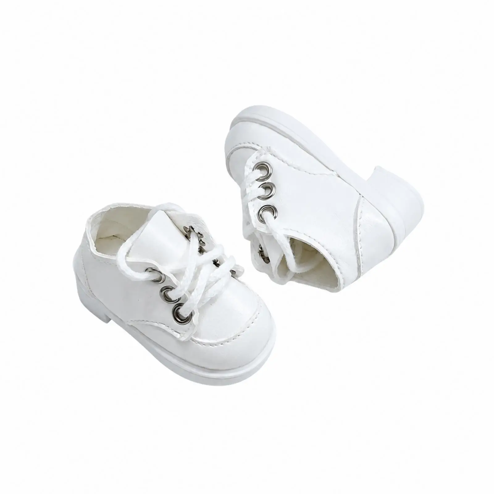 Doll Loafer Shoes White PU Leather Lace Up Miniature Footwear for BJD Dolls Casual Style Doll Accessories for Styling