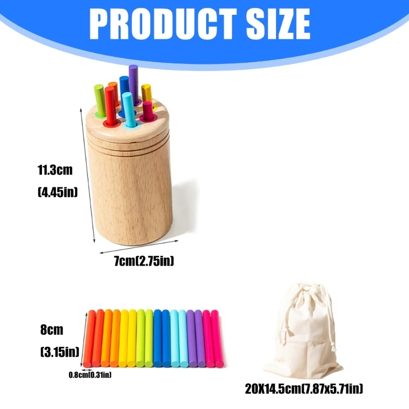 Wooden Sorting Sticks For Kids Color Recognition Balance Training Educational 15UB