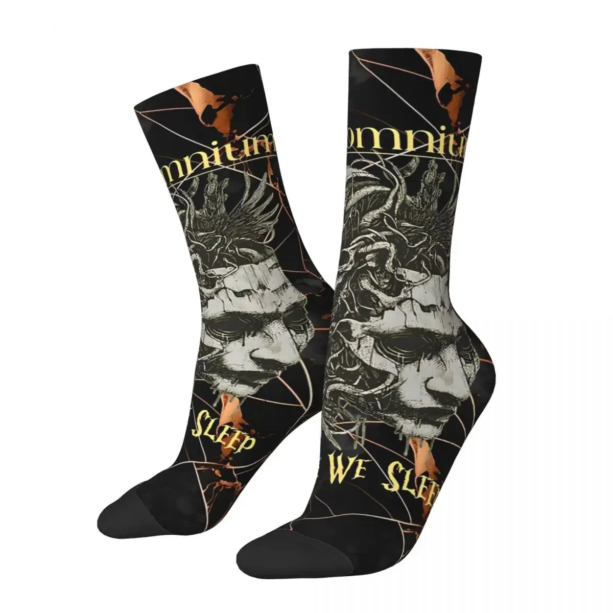 

Retro While We Sleep Poster Men's compression Socks Unisex Insomnium Street Style Seamless Printed Novelty Crew Sock