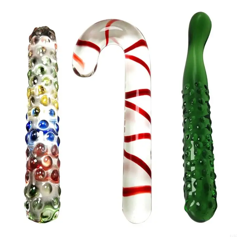 Anal-Plug Glass Pleasure Wand Crystal Dildo Candy Cane Unisex Butt Plug Sex Toy Christmas Gift for Women Men Couple