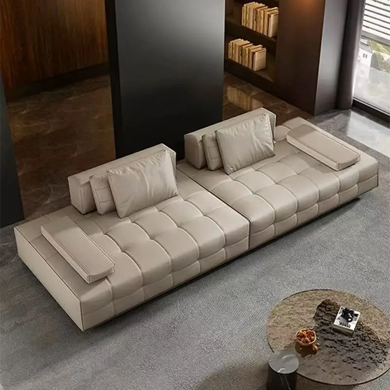 Italian minimalist sofa first layer cowhide living room module sofa