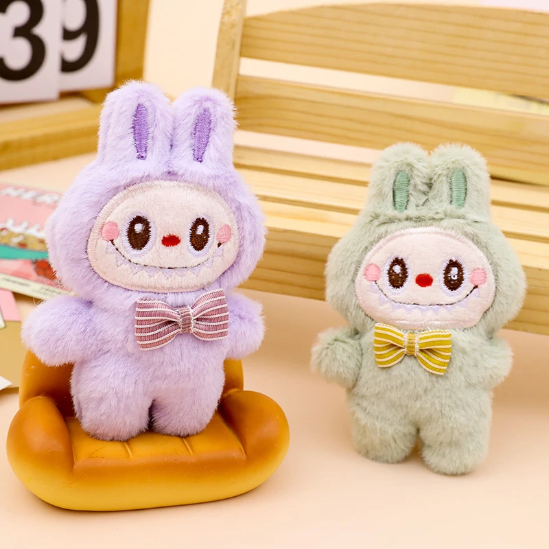 Cartoon Labubu Plush Toys Doll Keychain Kawaii Anime Pendant Keyring Cute Children Girls Birthday Gifts Backpack Hang